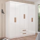 Guarda-Roupa Solteiro Aurora 6 Portas 2 Gavetas Branco - Carioca Móveis