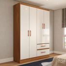 Guarda-Roupa Solteiro Boulevard 4 Portas 2 Gavetas Off White/Nogueira - Panorama Móveis Guarda-Roupa Solteiro Boulevard 4 Portas 2 Gavetas Off White/Nogueira - Panorama Móveis