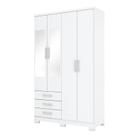 Guarda Roupa Solteiro Caju 4 Portas Branco com Espelho - Henn Guarda Roupa Solteiro Caju 4 Portas Branco com Espelho - Henn