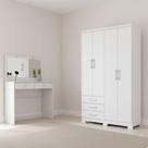 Guarda Roupa Solteiro Caju 4 Portas E Penteadeira Daila Ambiente Com Led Branco - Henn