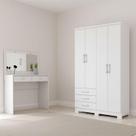Guarda Roupa Solteiro Caju 4 Portas e Penteadeira Daila Ambiente com Led Branco - Henn