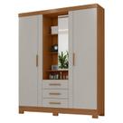 Guarda Roupa Solteiro Capelinha Premium 3 Portas 3 Gavetas Cinamomo Areia Fosco - Zanzini