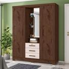 Guarda Roupa Solteiro Capelinha Premium 3 Portas de Bater 3 Gavetas
