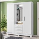 Guarda Roupa Solteiro Capelinha Premium 3 Portas de Bater 3 Gavetas