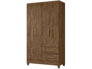 Guarda Roupa Solteiro Chile 4 Portas Castanho Wood - Moval