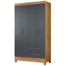 Guarda Roupa Solteiro Chile 4p 103 Cm Freijo Cinza Moval