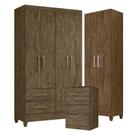 Guarda Roupa Solteiro Chile com Cômoda MS913 e Armário Multiuso New Íris Castanho Wood Moval Guarda Roupa Solteiro Chile com Cômoda MS913 e Armário Multiuso New Íris Castanho Wood Moval