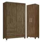 Guarda Roupa Solteiro Chile E Armário Multiuso New Iris Castanho Wood - Moval Guarda Roupa Solteiro Chile E Armário Multiuso New Iris Castanho Wood - Moval