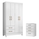 Guarda Roupa Solteiro Chile E Cômoda Ms913 Branco Brilho - Moval
