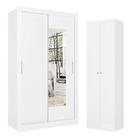 Guarda Roupa Solteiro City Glass 2 Portas Branco Acetinado e Multiuso Space Branco - THB
