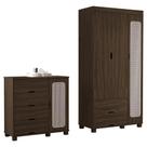 Guarda-roupa Solteiro Clara 3 Portas 4 Gavetas MDF Chocolate Milani Movelaria