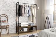 Guarda roupa solteiro closet milao industrial marrom preto - artefamol