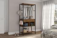 Guarda roupa solteiro closet paris industrial marrom preto