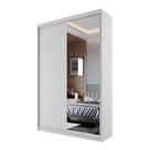 Guarda-Roupa Solteiro com 1 Espelho Genebra 2 PT 2 GV Branco