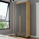 Guarda-Roupa Solteiro com 2 Portas 1 Gaveta e 5 Prateleiras Dubai Marrom/Cinamomo/Grafite Guarda-Roupa Solteiro com 2 Portas 1 Gaveta e 5 Prateleiras Dubai Marrom/Cinamomo/Grafite