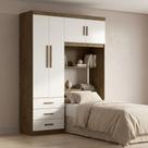 Guarda-Roupa Solteiro com Cabeceira e Baú 4 Portas 3 Gavetas Cancun Yescasa Guarda-Roupa Solteiro com Cabeceira e Baú 4 Portas 3 Gavetas Cancun Yescasa