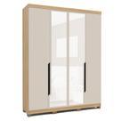 Guarda Roupa Solteiro com Espelho 180cm 4 Portas Barcelona Politorno Móveis