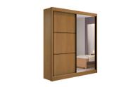Guarda Roupa Solteiro Com Espelho 2 Portas 100% MDF Atenas Cinamomo - D' Doro Móveis