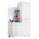 Guarda roupa solteiro com Espelho 2 portas 4 gavetas Melissa ACP Móveis Branco
