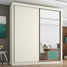 Guarda Roupa Solteiro com Espelho 2 Portas 4 Gavetas Zurique Off white Móveis Europa Moveis bom de preço