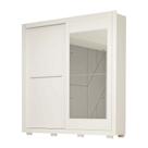 Guarda Roupa Solteiro com Espelho 2 Portas Deslizantes 3 Gavetas 100% MDF Nicole Plus Branco - ACP MÓVEIS