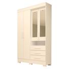 Guarda Roupa Solteiro com Espelho 4 Portas 100% MDF Débora Branco - ACP MÓVEIS