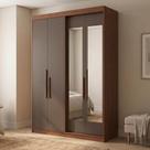 Guarda Roupa Solteiro com Espelho 4 Portas 2 Gavetas 100% MDF Manila Carvalho Vermontt/Fendi