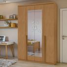 Guarda Roupa Solteiro com Espelho 4 Portas 2 Gavetas Alonzo 100% MDF