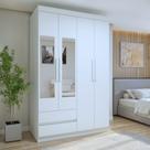 Guarda-Roupa Solteiro com Espelho 4 Portas 2 Gavetas Zeus