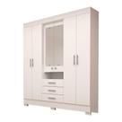 Guarda Roupa Solteiro com Espelho 6 Portas 3 Gavetas Débora ACP MÓVEIS Branco - 100% MDF Guarda Roupa Solteiro com Espelho 6 Portas 3 Gavetas Débora ACP MÓVEIS Branco - 100% MDF