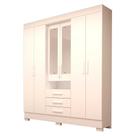 Guarda Roupa Solteiro com Espelho 6 Portas 3 Gavetas Débora ACP MÓVEIS Branco - 100% MDF