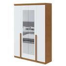 Guarda-Roupa Solteiro com Espelho Alonzo 4 PT 2 GV Amêndoa e Branco