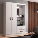 Guarda-Roupa Solteiro com Espelho Capelinha 2 PT 2 GV Branco