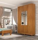 Guarda Roupa Solteiro com Espelho e pés 4 Portas 2 Gavetas 133cm Amsterdam Tcil Móveis