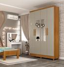 Guarda Roupa Solteiro com Espelho e pés 4 Portas 2 Gavetas 133cm Amsterdam