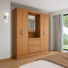 Guarda-Roupa Solteiro com Espelho Lord 4 PT 2 GV Amêndola Guarda-Roupa Solteiro com Espelho Lord 4 PT 2 GV Amêndola