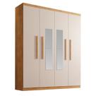 Guarda-Roupa Solteiro com Espelho Malibu 4 PT 2 GV Imbuia e Off White