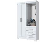 Guarda-Roupa Solteiro com Espelho Pequin Flex 2 PT 3 GV Branco e Rosa Chá