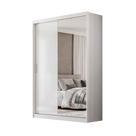 Guarda-Roupa Solteiro com Espelho Riva Flex 2 Portas 4 Gavetas Branco e Amêndola