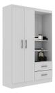 Guarda Roupa Solteiro com Gavetas e Porta Branco Armário para Quarto Casal Pequeno com Prateleiras Organizador Moderno