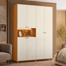 Guarda Roupa Solteiro com LED 6 Portas e Pés Vittoria