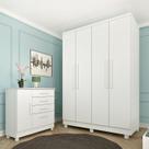 Guarda Roupa Solteiro com pés 4 Portas 2 Gavetas 133cm Amsterdam