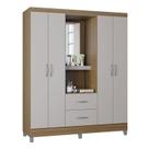 Guarda Roupa Solteiro Cordoba 4 Portas Castanho Off White Poquema