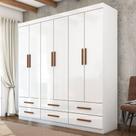 Guarda-Roupa Solteiro Denver 6 Portas 6 Gavetas Branco - Carioca Móveis Guarda-Roupa Solteiro Denver 6 Portas 6 Gavetas Branco - Carioca Móveis