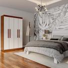 Guarda-Roupa Solteiro Diego 4 PT Imbuia e Off White