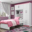Guarda-Roupa Solteiro Dream 4 Portas 3 Gavetas Branco/Pink - Pnr Móveis