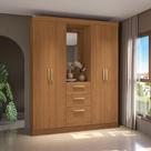Guarda Roupa Solteiro e Closet R591-CN 4 Portas de Bater com Espelho MDP Canela Kappesberg Guarda Roupa Solteiro e Closet R591-CN 4 Portas de Bater com Espelho MDP Canela Kappesberg