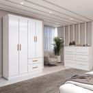 Guarda-Roupa Solteiro Europa 4 Portas 2 Gavetas e Cômoda 6 Gavetas Branco - Panorama Móveis Guarda-Roupa Solteiro Europa 4 Portas 2 Gavetas e Cômoda 6 Gavetas Branco - Panorama Móveis