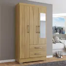 Guarda-Roupa Solteiro Florença 3 Portas 2 Gavetas com Espelho Rústico - Pnr Móveis