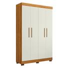 Guarda Roupa Solteiro Flórida 4 Portas Amadeirado Off White Acetinado - Tigus Guarda Roupa Solteiro Flórida 4 Portas Amadeirado Off White Acetinado - Tigus